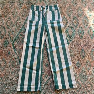 Anthropologie Colette Green and White Striped Pants